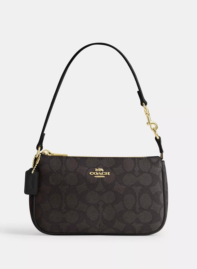 coachoutlet Coach Nolita 19 Shoulder Bag In Signature Canvas, Women's Cross-Body Bag, Women's Shoulder Bag, Women's Hand Bag, Walnut-Black-19cm - Image 1